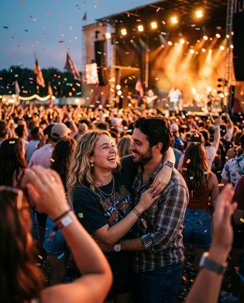 A couple at an outdoor concert